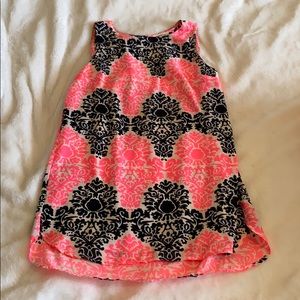 Pink and navy pattern dress